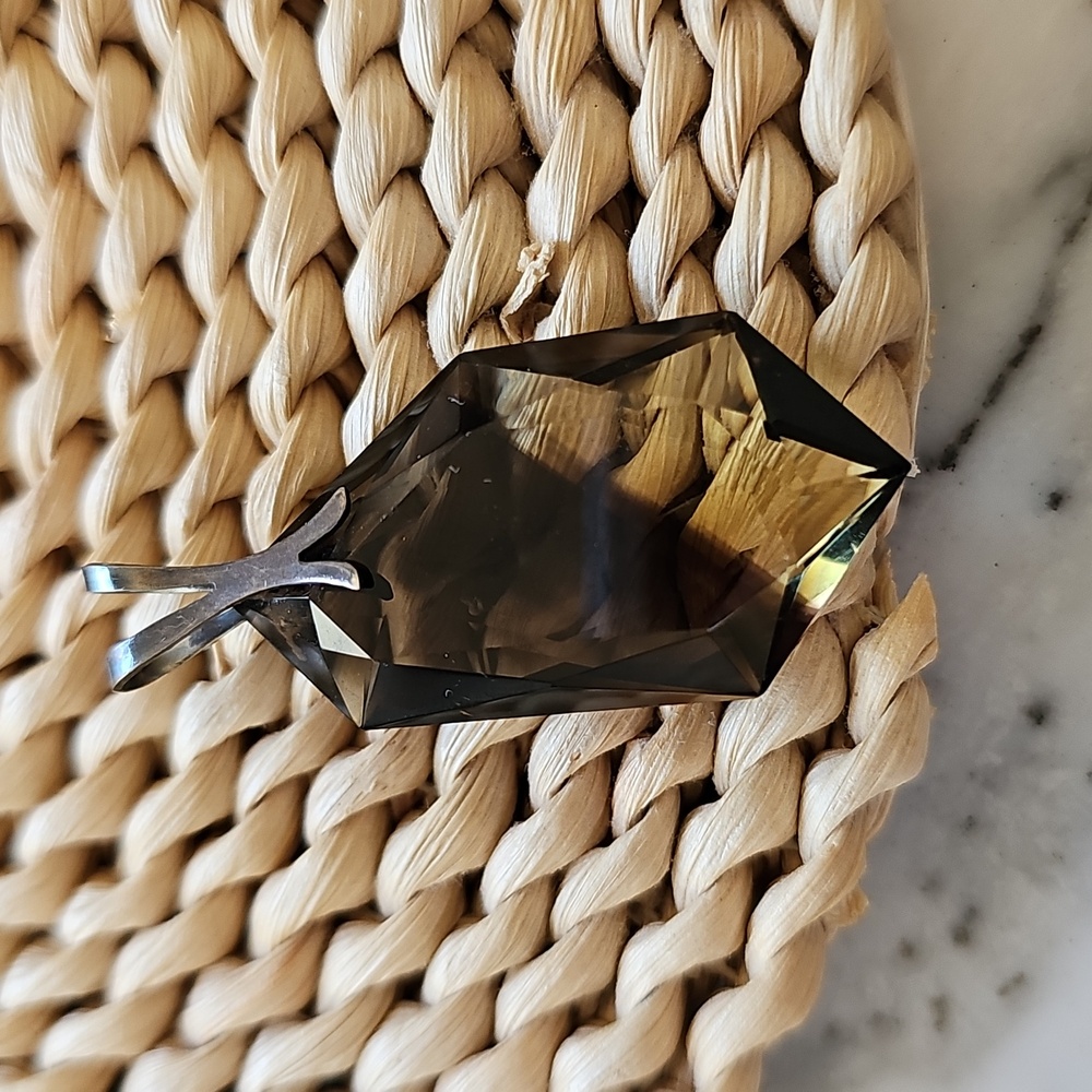 🌺HP🌺Vintage Facet-Cut Smokey Quartz Pendant - Picture 5 of 9